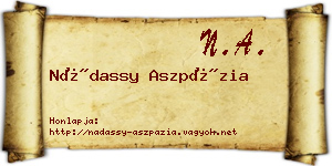 Nádassy Aszpázia névjegykártya